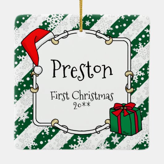ペットフォト初めてのクリスマスサンタ帽子HO HO HO CUTE セラミックオーナメント (裏面)