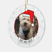 ペットフォト初めてのクリスマスサンタ帽子HO HO HO CUTE セラミックオーナメント (左)