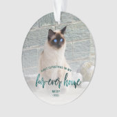 ペットフォト初めてのクリスマスフォーエバーホームティール（緑がかった色）グリーン オーナメント (正面)