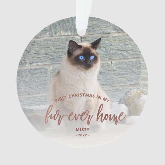 ペットフォト初めてのクリスマスフォーエバーホームバラ金ゴールド オーナメント (正面)