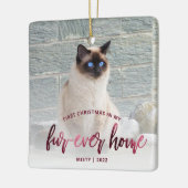 ペットフォト初めてのクリスマスフォーエバーホームブルゴーニュ セラミックオーナメント (左)