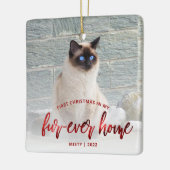 ペットフォト初めてのクリスマスフォーエバーホームレッド セラミックオーナメント (左)