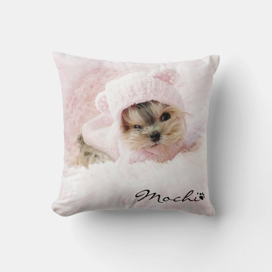 ペットフォト名前をカスタムするポープリントドッグ恋人 クッション (正面)