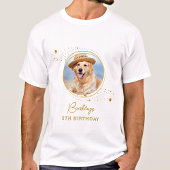 ペットフォト金ゴールドスターズパーソナライズされたドッグ誕生日 Tシャツ