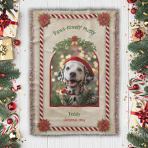 ペットフォト クリスマス 犬の織ブランケット