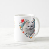 ペットフォパーソナライズされたトのフローラハートの形 コーヒーマグカップ (正面右)