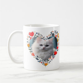 ペットフォパーソナライズされたトのフローラハートの形 コーヒーマグカップ