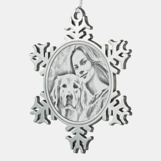 ペットフォパーソナライズされたトドッグラバーキープサキーチェーン スノーフレークピューターオーナメント (右)