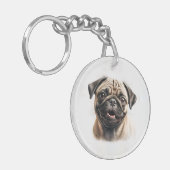 ペットフォパーソナライズされたトドッグ愛人記念 キーホルダー (正面左)