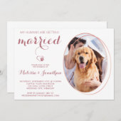 ペットフォパーソナライズされたトドッグ結婚のバラ金ゴールド 招待状 (正面/裏面)
