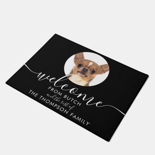 ペットフォパーソナライズされたトファミリー名 ドアマット (アングル)