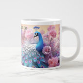 ペットフォパーソナライズされたト： エレガント & カラフル Peacock ジャンボコーヒーマグカップ (右)