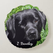 ペットフォモダント犬パーソナライズされた恋人の写真 ラウンドクッション (裏面)