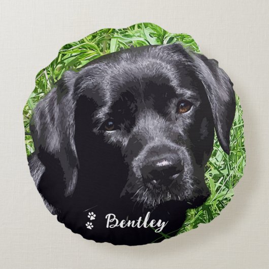 ペットフォモダント犬パーソナライズされた恋人の写真 ラウンドクッション (裏面)