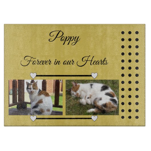 ペットフォーエバー金ゴールドとブラックフォトグラス カッティングボード (正面)