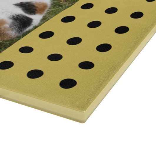 ペットフォーエバー金ゴールドとブラックフォトグラス カッティングボード (角)