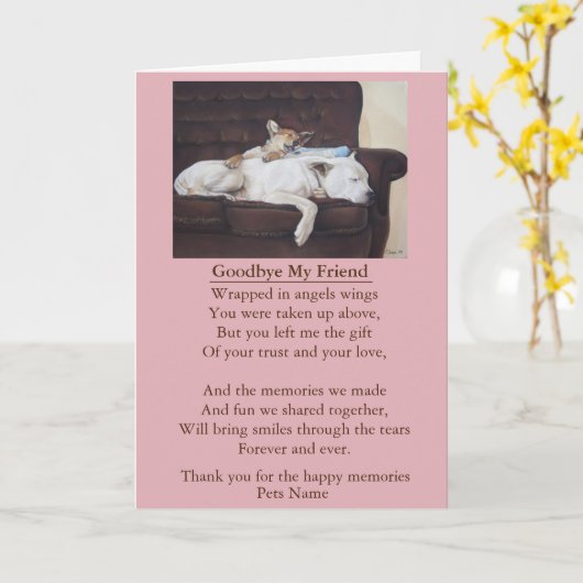 ペットフレンド悔やみや弔慰オリジナルのカスタマイズ カード (黄色い花)