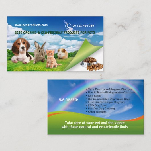 ペットフード及び供給のオーガニックなプロダクトのディストリビューター 名刺 (正面/裏面)