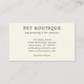 ペットブティックウォーターカラーアニマルズ 名刺 (裏面)