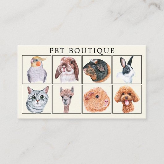 ペットブティックウォーターカラーアニマルズ 名刺 (正面)