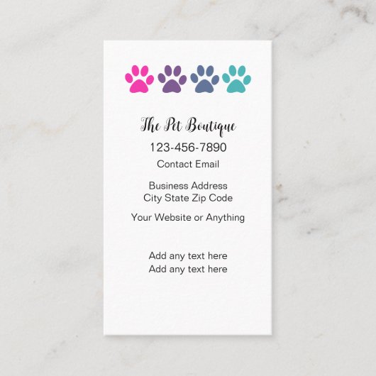 ペットブティックトレンディシンプルビジネスカード 名刺 (正面)