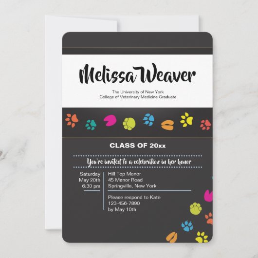 ペットプリント獣医学校卒業招待状 招待状 (正面)
