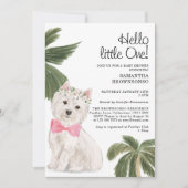 ペットベビーシャワーガールトロピカルウェスティードッグ 招待状 (正面)