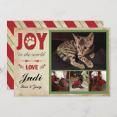 ペットホリデーカード – クリスマスストライプ シーズンカード (正面/裏面)