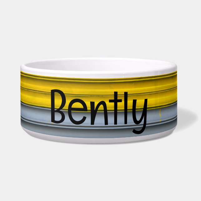 ペットボウルと黄色と灰色のローラドアデザイン ボウル (正面)