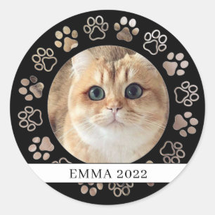 ペットポーカスタムウ猫フォトセラミックオーナメント ラウンドシール
