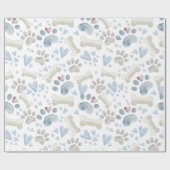 ペットポーズボーンとハート ラッピングペーパー (フラット)