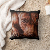 ペットポートレート犬のブラウンのピットブルの顔のスケッチ クッション (ブランケット)