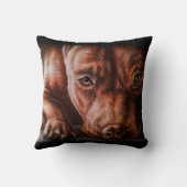 ペットポートレート犬のブラウンのピットブルの顔のスケッチ クッション (裏面)