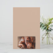 ペットポートレート犬のブラウンのピットブルの顔のスケッチ 便箋 (スタンド正面)