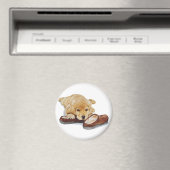 ペットポートレート絵画の可愛いゴールデンレトリバーの子犬 マグネット (インサイチュ (食洗機))