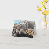 ペットポートレート- Weimaraner カード (黄色い花)