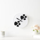 ペットポープリントウォールアートオン木製写真レッジ ラウンド壁時計 (ホーム)