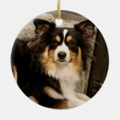 ペットポープリントクリスマスレッドスノーフレークスターズ写真 セラミックオーナメント (裏面)