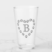 ペットポープリントハートガモノグラムのラス タンブラーグラス (正面)