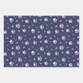 ペットポープリントハートパターキュートバレンタインデー ラッピングペーパーシート (正面3)