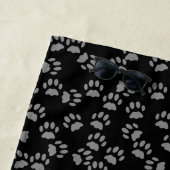 ペットポープリントパターン猫好きブラックビーチタオル ビーチタオル (インサイチュ)