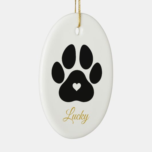 ペットポープリントパーソナライズされた金ゴールドペット名写真 セラミックオーナメント (右)