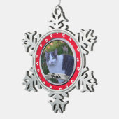 ペットポープリントフォトキープサケ スノーフレークピューターオーナメント (右)