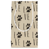 ペットポープリントラブタイポグラフィパターン スモールペーパーバッグ (正面)