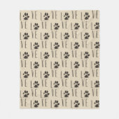 ペットポープリントラブタイポグラフィパターン フリースブランケット (正面)