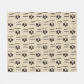 ペットポープリントラブタイポグラフィパターン フリースブランケット (正面(横))