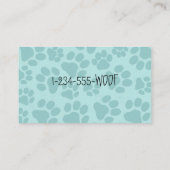 ペットポープリント動物愛好家ドッグトラックライトティール（緑がかった色） 名刺 (裏面)