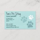 ペットポープリント動物愛好家ドッグトラックライトティール（緑がかった色） 名刺 (正面)