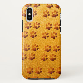 ペットポー金ゴールドグリッタープリントの金ゴールド背景 iPhone XSケース