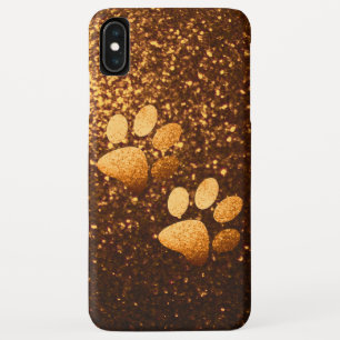 ペットポー金ゴールドグリッタープリントオン銅グリッター iPhone XS MAXケース
